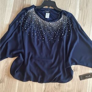 MSK Navy Blue Embellished Blouse